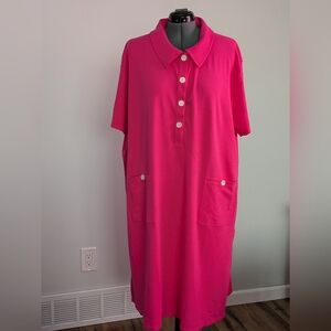 Bright Pink Button-Up Dress